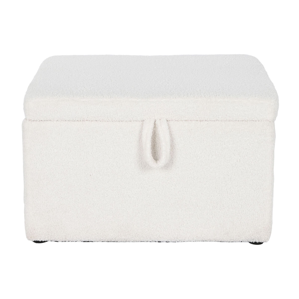 Hocker Home ESPRIT Weiß Polyester Holz MDF 60 x 60 x 36 cm